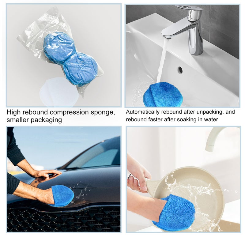 AUTO CARE Microfiber Wax Applicator  AutoCare Ultra-Soft Microfiber Wax Applicator Pads with Finger Pocket Wax Applicator for Cars Wax Applicator Foam Sponge (Blue  5"" Diameter  Pack of 10) - Image 2